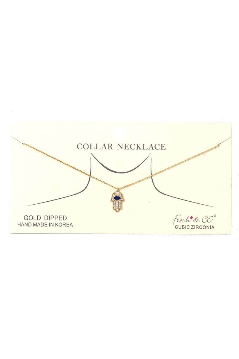 Hamsa Hand Charm Collar Necklace - It's a Girly Place