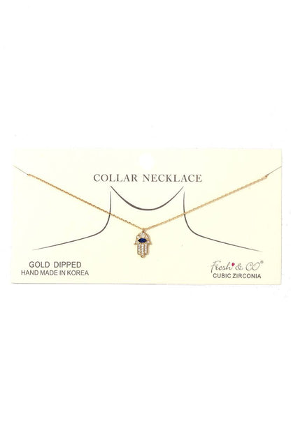 Hamsa Hand Charm Collar Necklace - It's a Girly Place