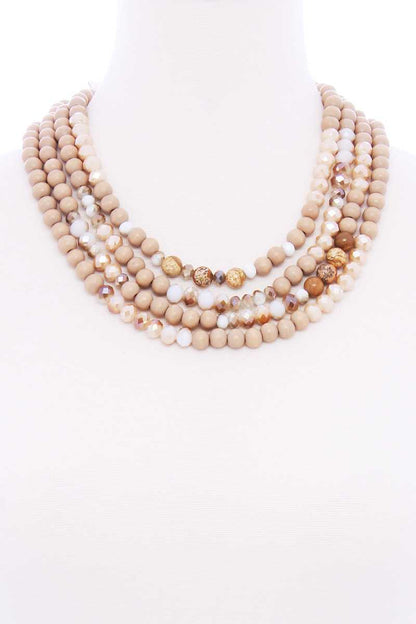 Chunky 4 Layered Bead Multi Necklace - It's a Girly Place