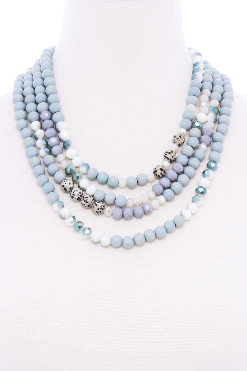 Chunky 4 Layered Bead Multi Necklace - It's a Girly Place
