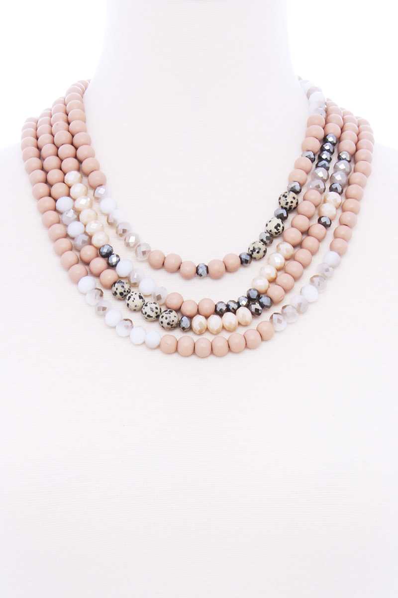 Chunky 4 Layered Bead Multi Necklace - It's a Girly Place