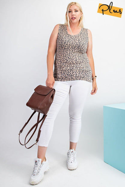 Rayon Rib Printed Knit Tank Top - It's a Girly Place