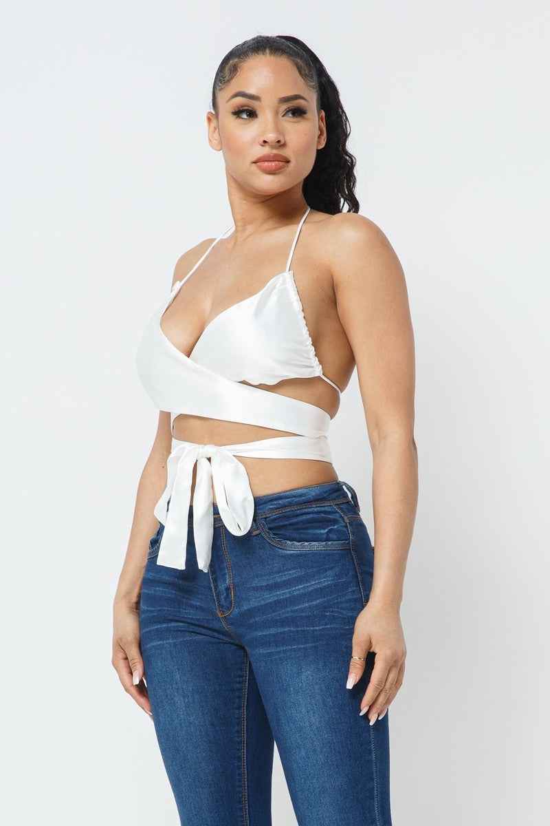 Satin Wrap Around Top