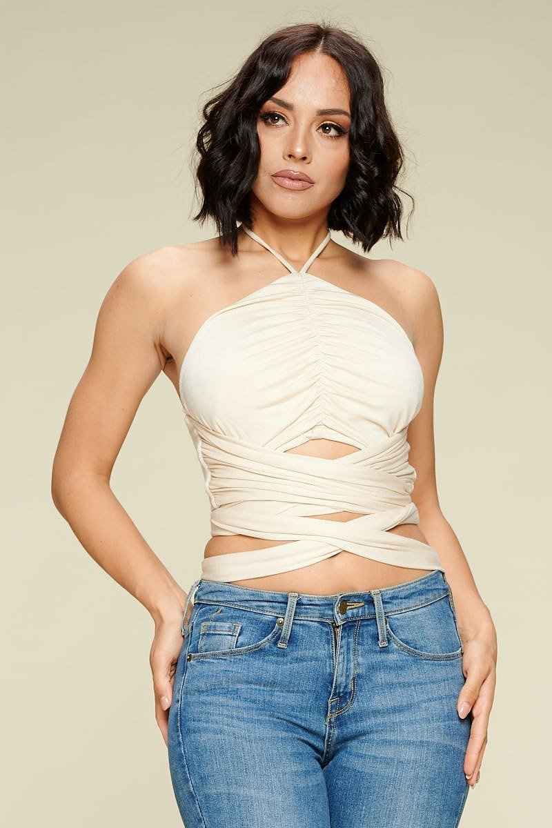 Crop Halter Top – Natural or Toast
