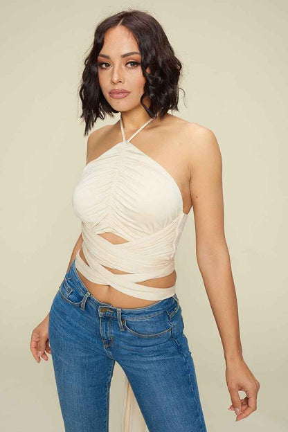 Crop Halter Top – Natural or Toast