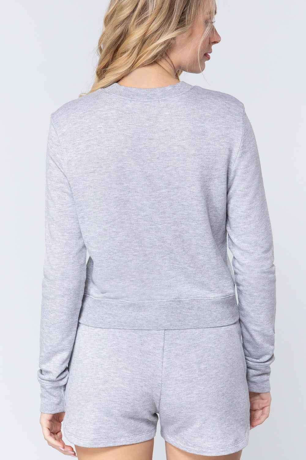 Long Slv Crew Neck Slub Terry Top