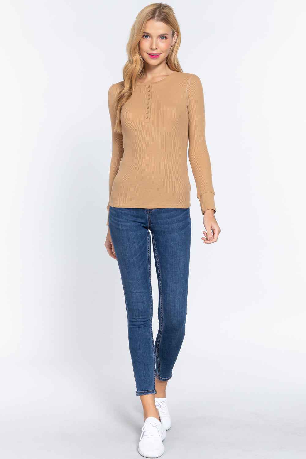 Long Slv Henley Thermal Top