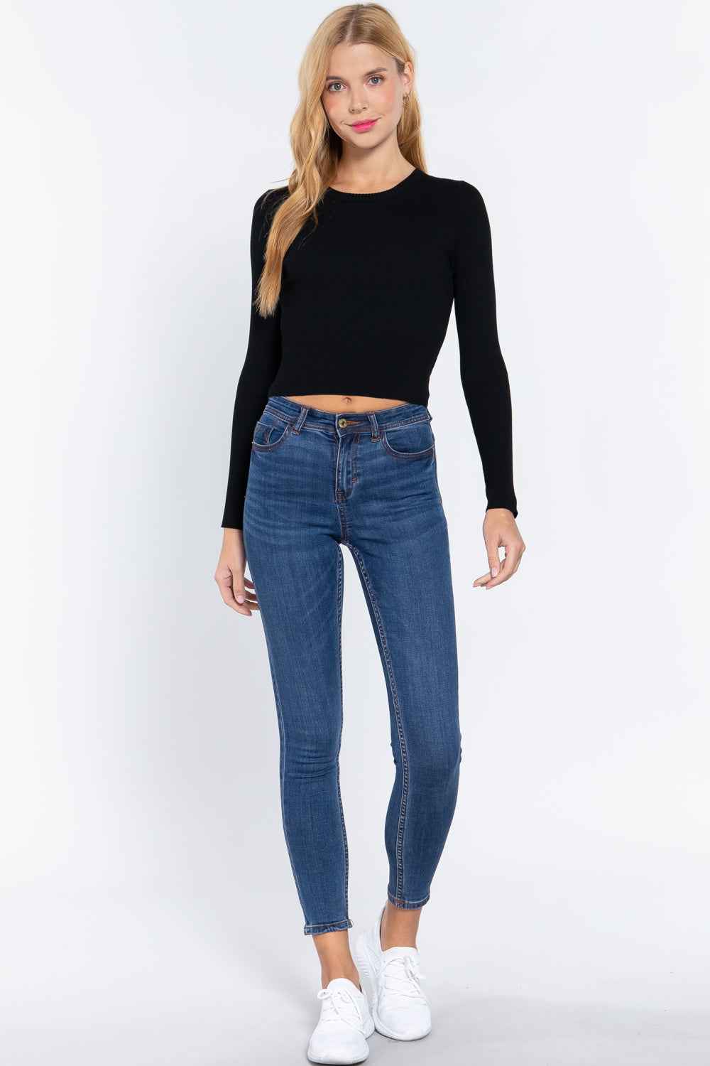 Long Slv Open Back Sweater Top