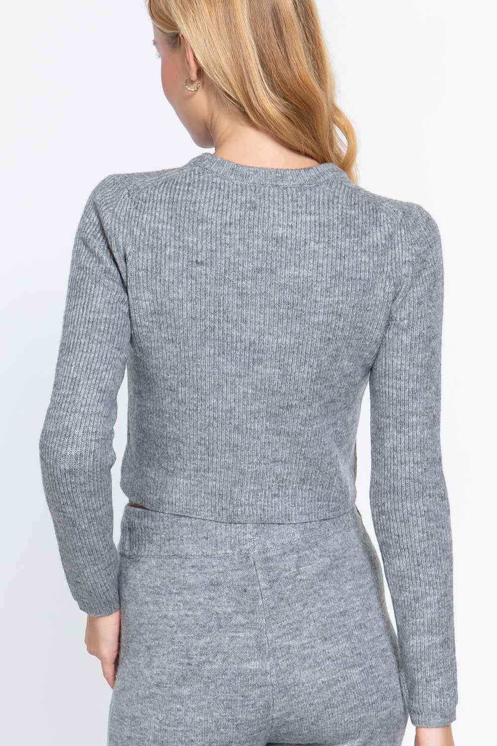 Long Slv Crew Neck Sweater Top
