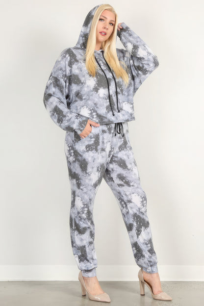 Tie Dye Print Pullover Hoodie And Sweatpants - It's a Girly Place