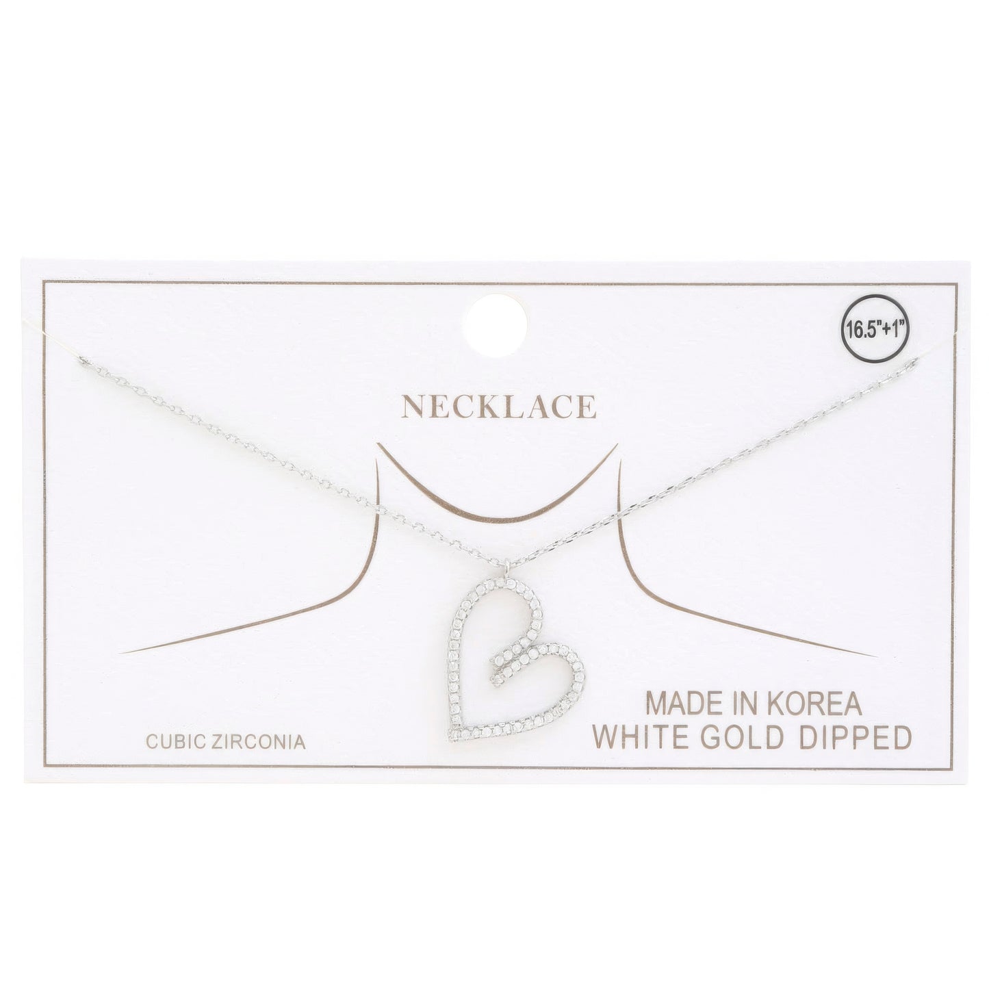 Abstract Heart Rhinestone Gold Dipped Necklace - It's a Girly Place