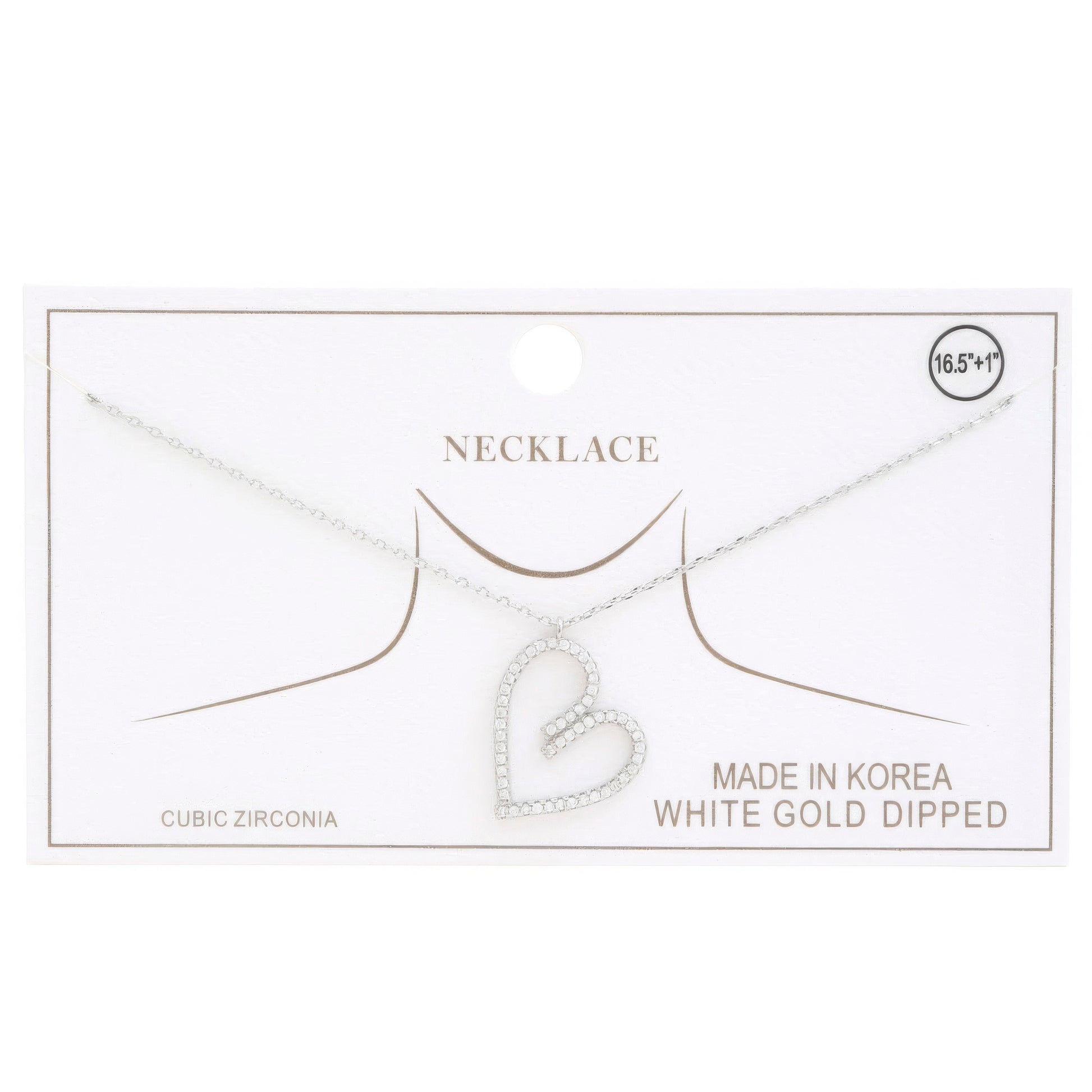 Abstract Heart Rhinestone Gold Dipped Necklace - It's a Girly Place