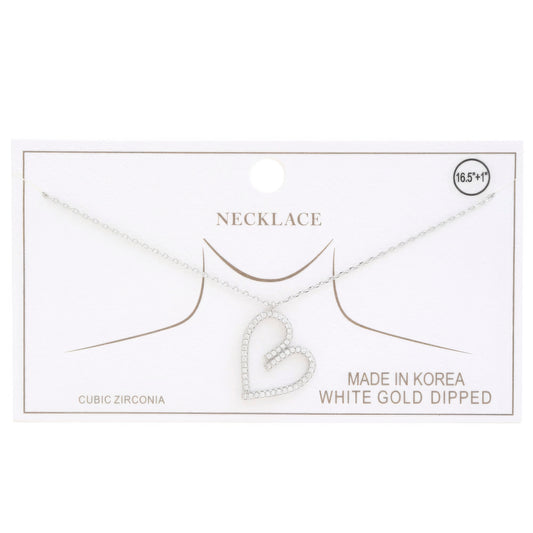 Abstract Heart Rhinestone Gold Dipped Necklace - It's a Girly Place