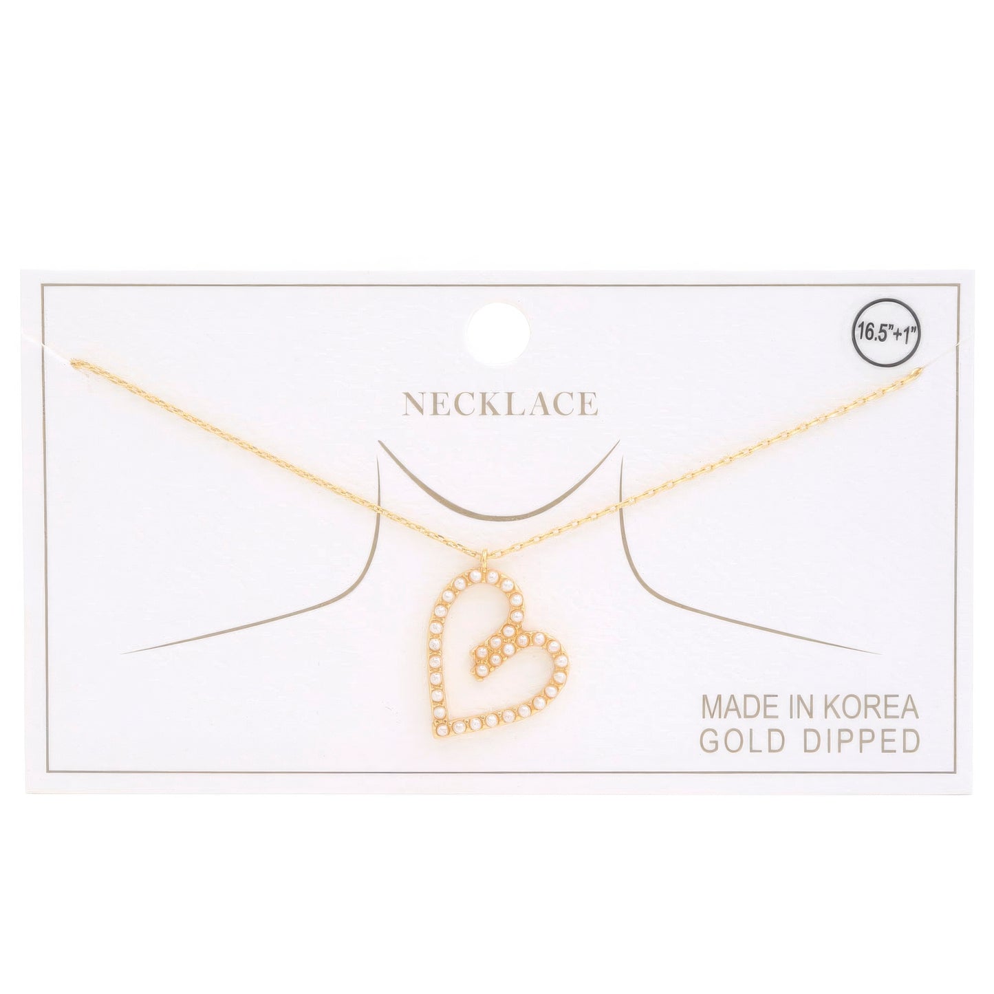 Abstract Heart Rhinestone Gold Dipped Necklace - It's a Girly Place