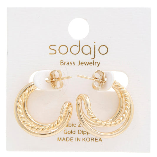 Double Hoop Rope Gold Dipped Earring - It's a Girly Place