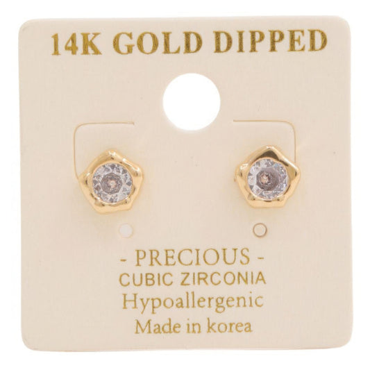 14k Gold Dipped Cz Stone Stud Earring - It's a Girly Place