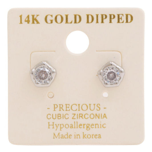 14k Gold Dipped Cz Stone Stud Earring - It's a Girly Place