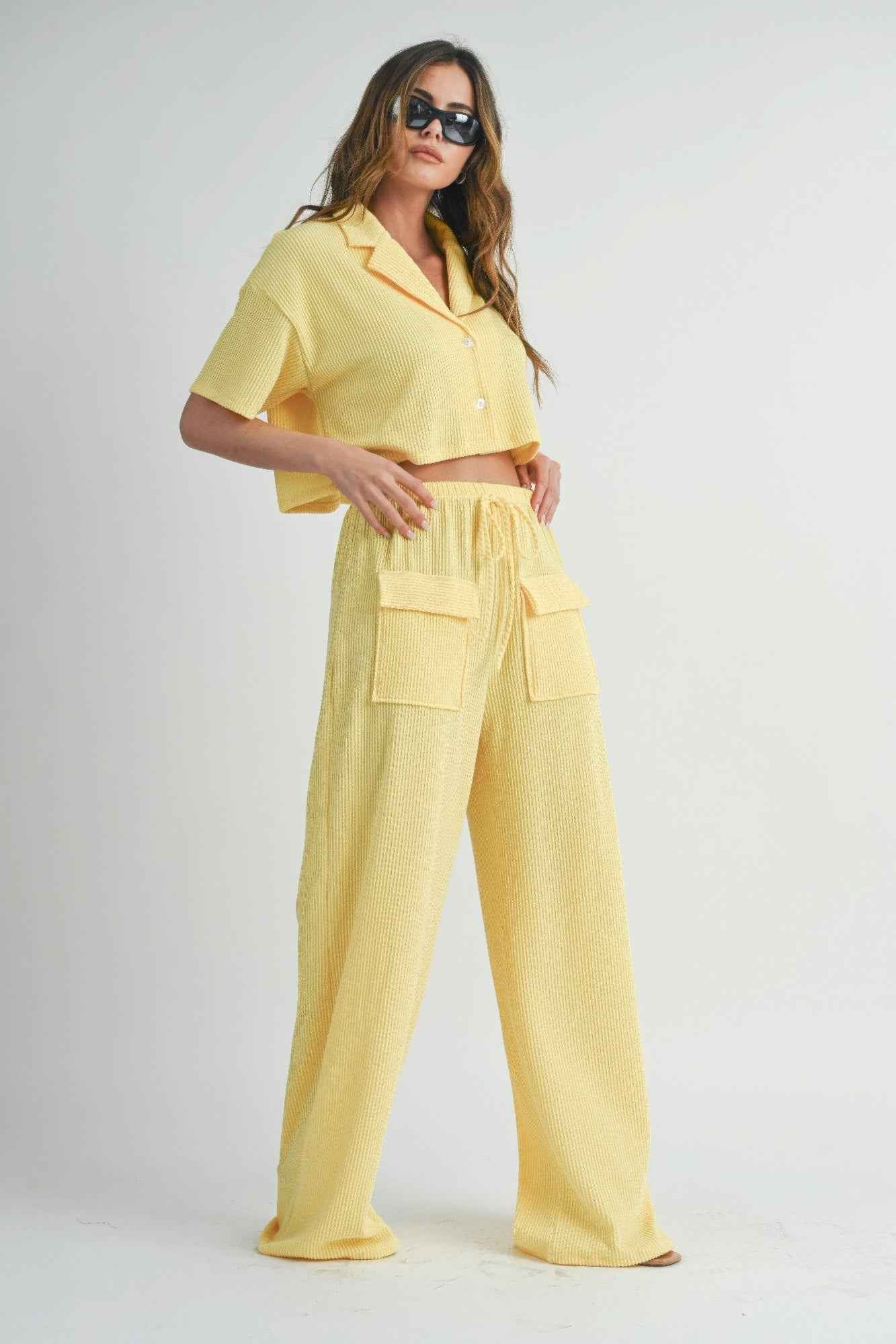 Button Up 2-Piece Set – Lemon or Sage