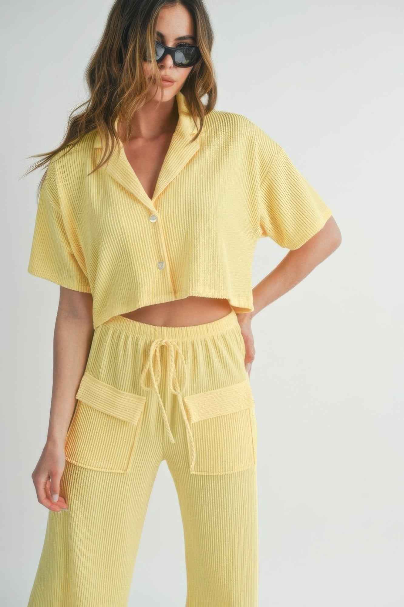 Button Up 2-Piece Set – Lemon or Sage
