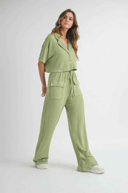 Button Up 2-Piece Set – Lemon or Sage
