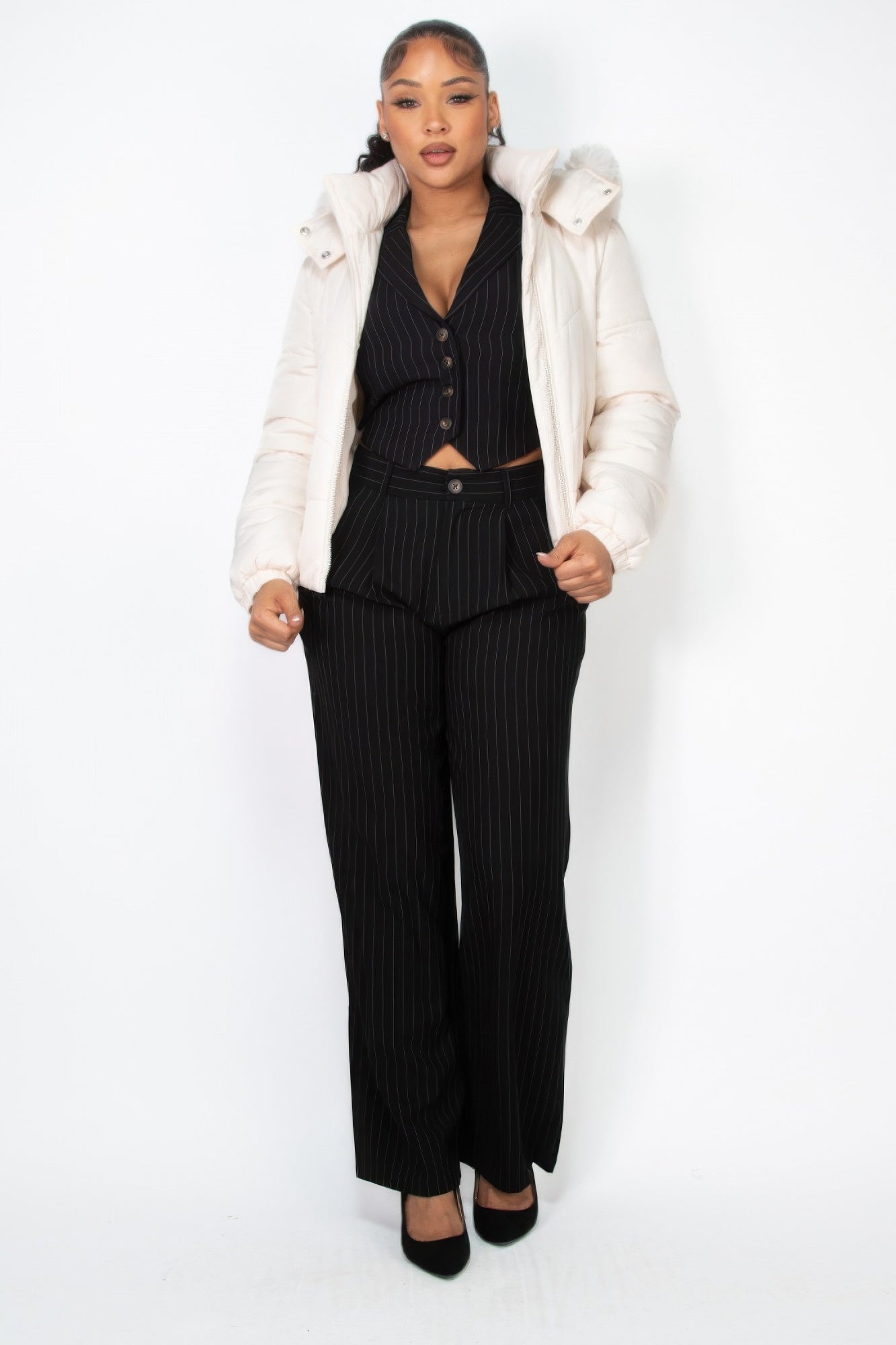 Insulated Zip-up Faux Fur Hooded Jacket - It's a Girly Place