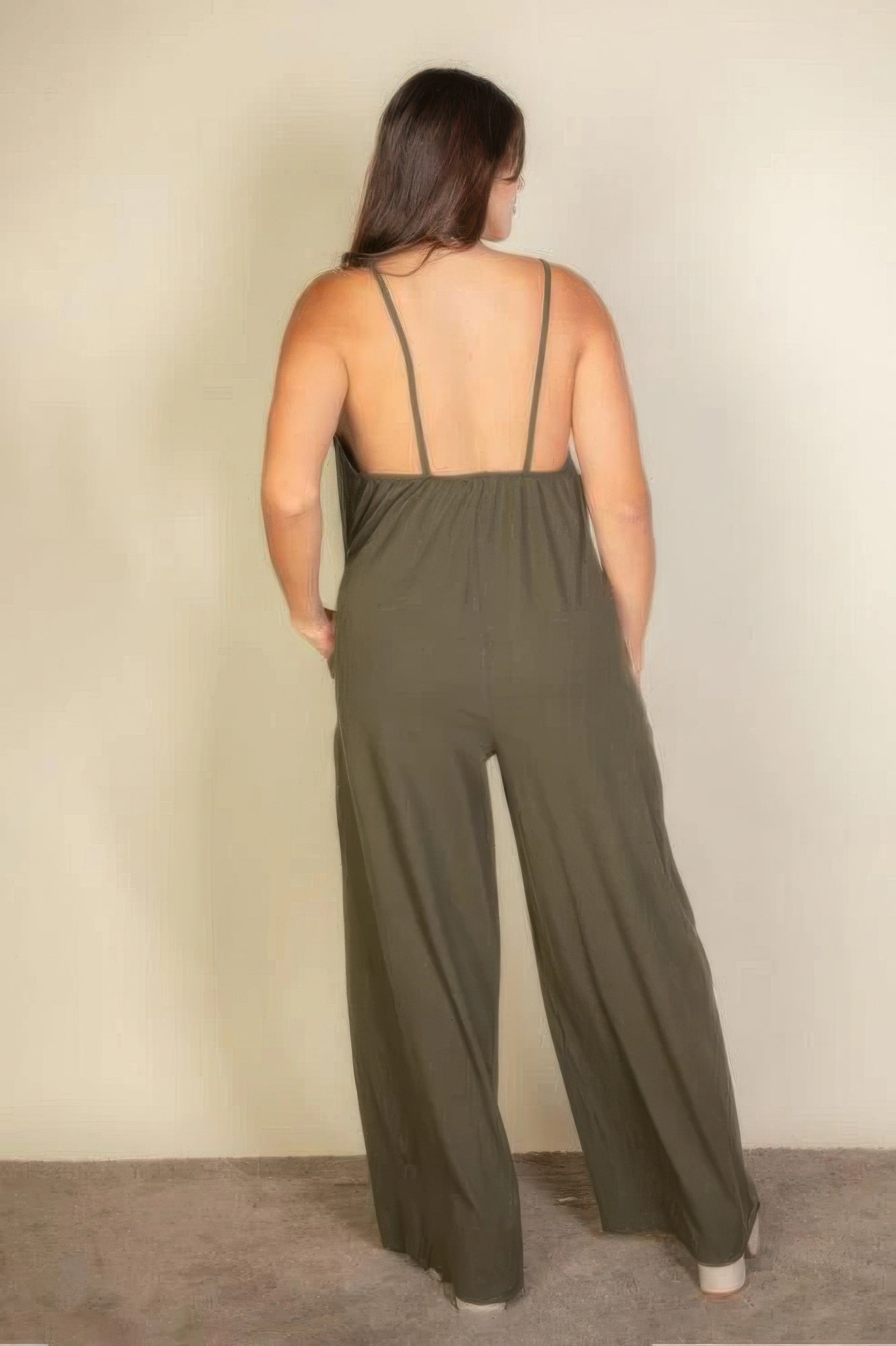 Plus spaghetti strap solid wide jumpsuit - It's a Girly Place
