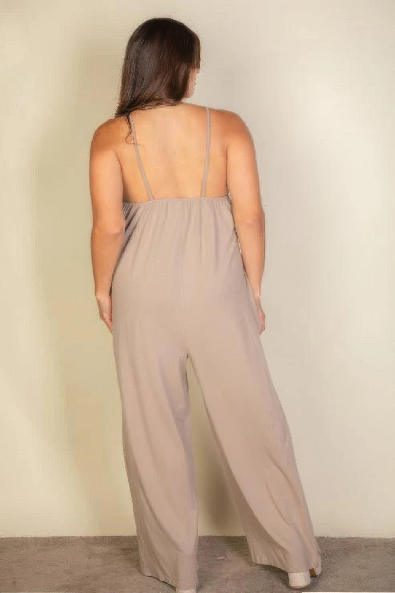 Plus spaghetti strap solid wide jumpsuit - It's a Girly Place