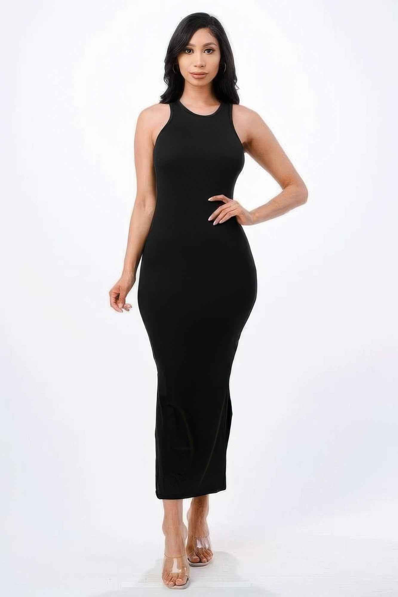 High Neck Side Slit Max Dress