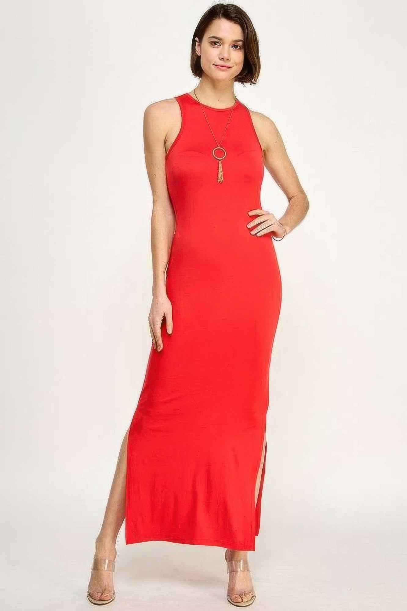 High Neck Side Slit Max Dress