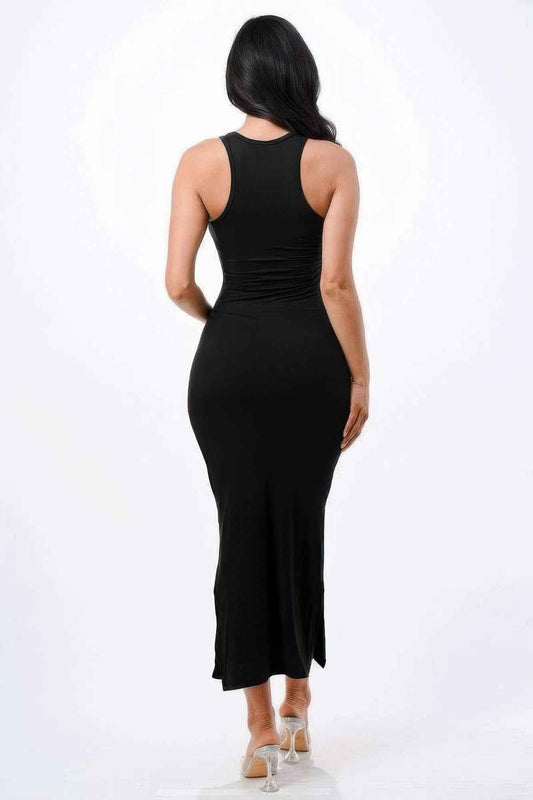 High Neck Side Slit Max Dress