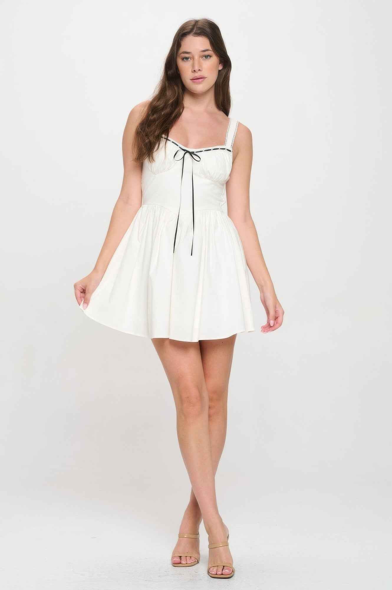 Front Ribbon Tie Bustier Dress
