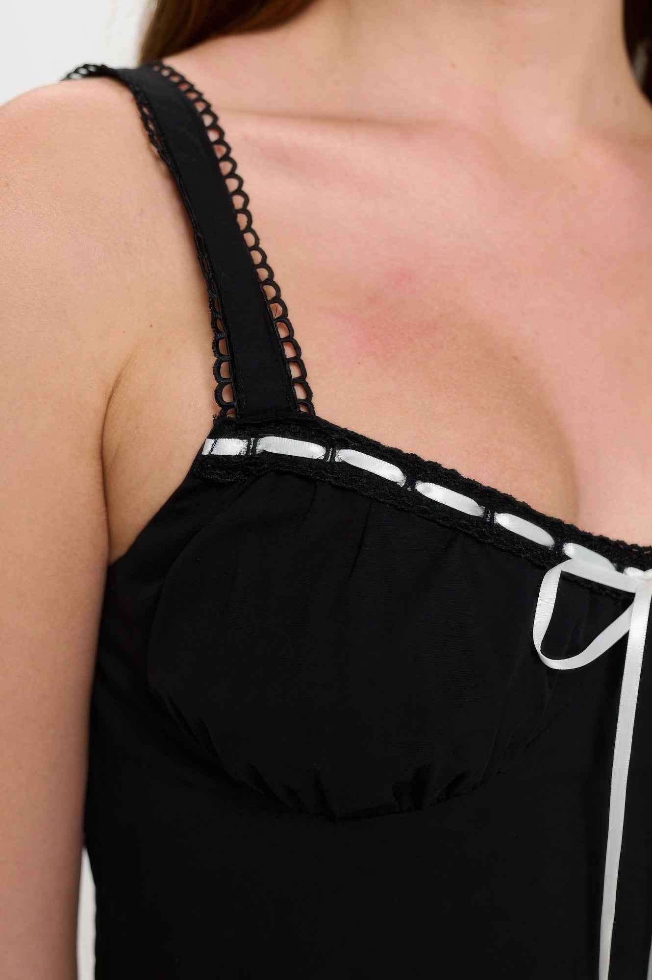 Front Ribbon Tie Bustier Dress