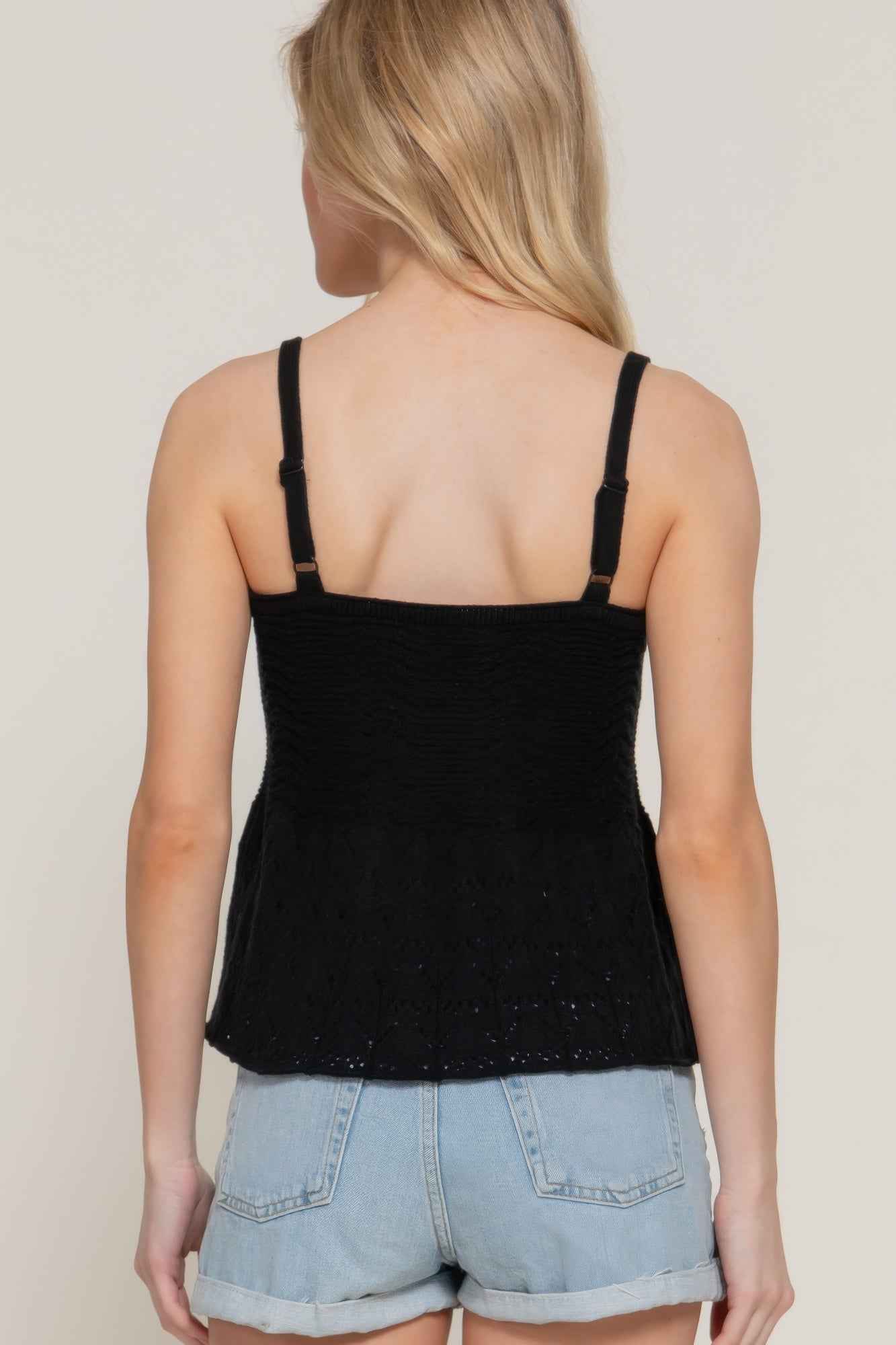 Flower Trim Detail Pointelle Spring Sweater