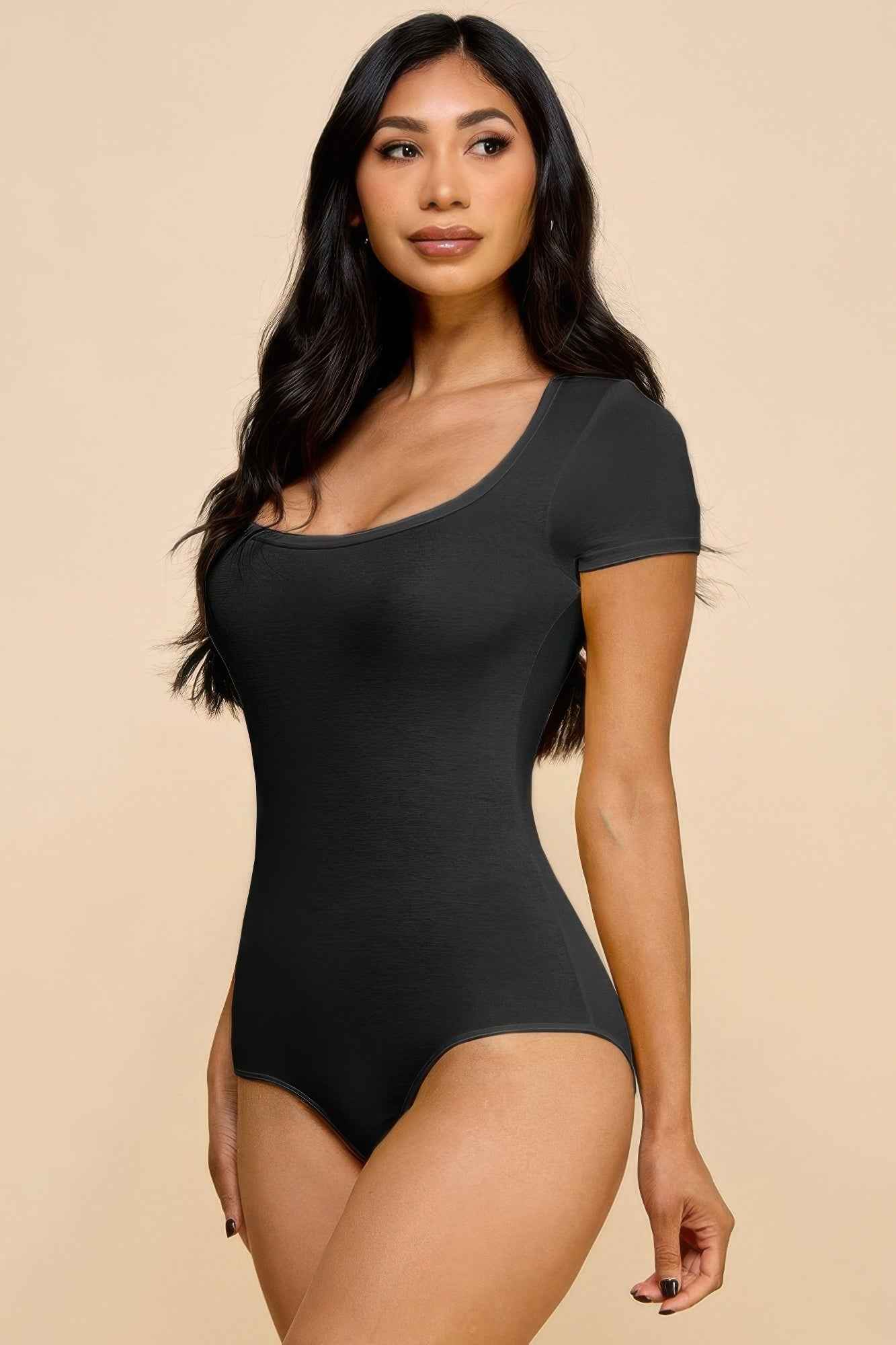 Short Sleeve V-neck Basic Bodysuit