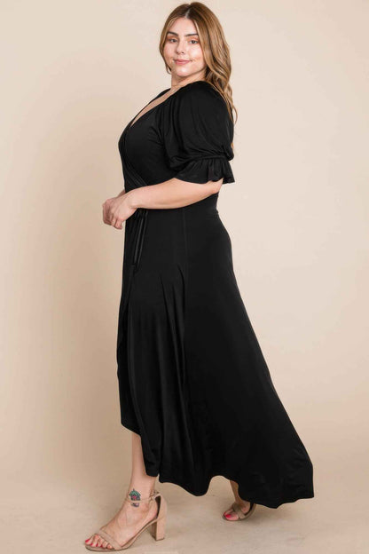 Plus Size Solid Venezia Faux Wrap Maxi Dress