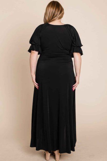 Plus Size Solid Venezia Faux Wrap Maxi Dress