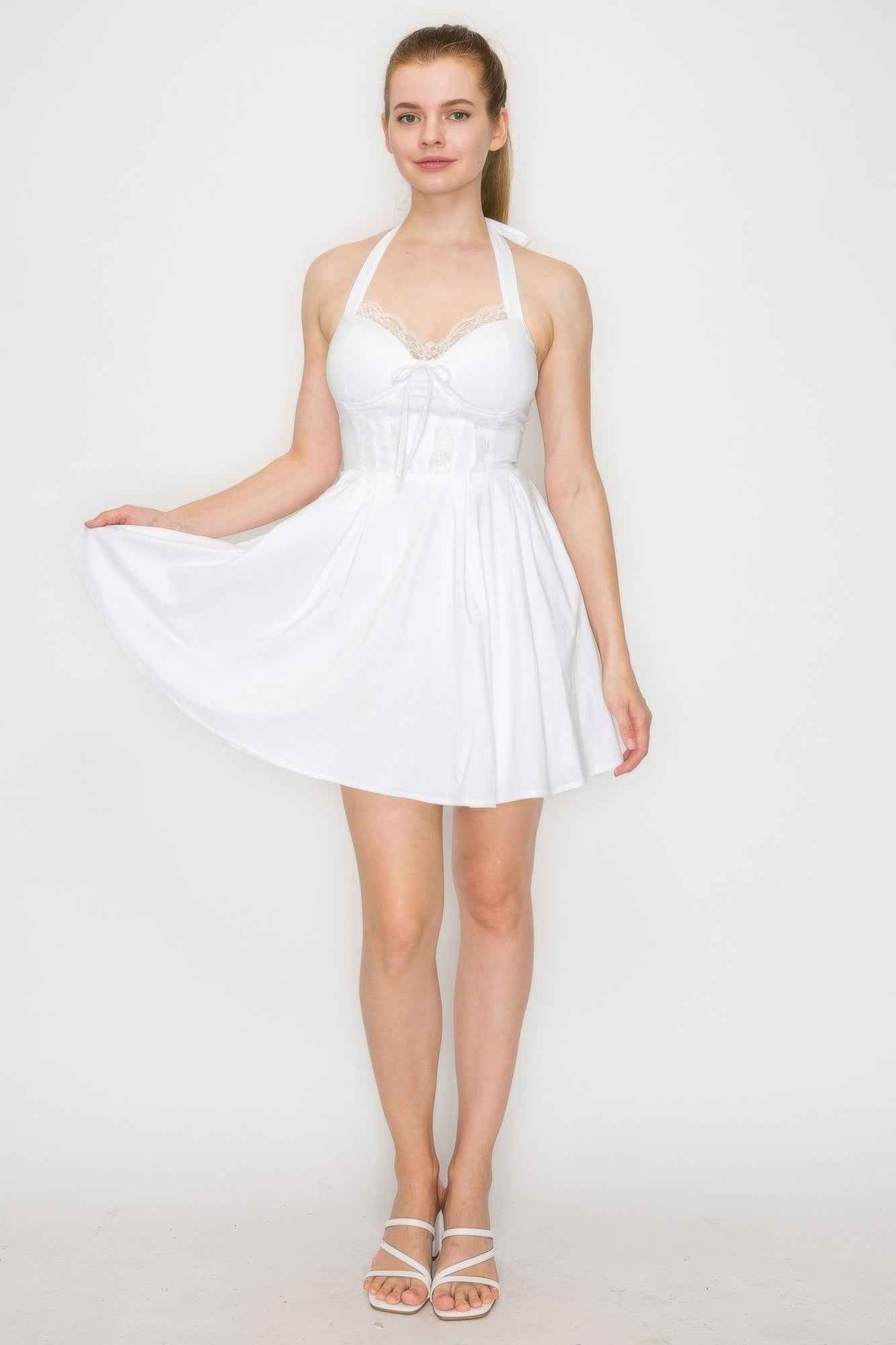 Corset Self-tie Ribbon Zippered Dress