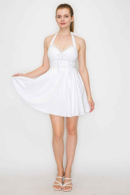 Corset Self-tie Ribbon Zippered Dress