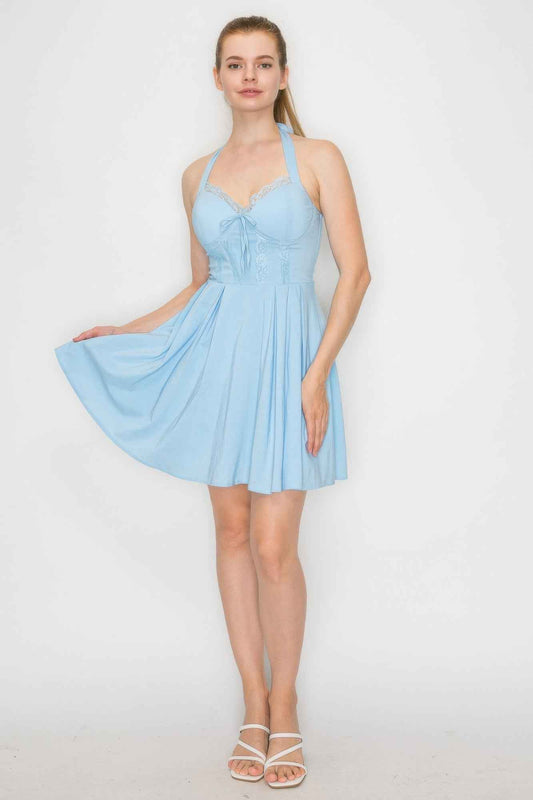 Corset Self-tie Ribbon Zippered Dress