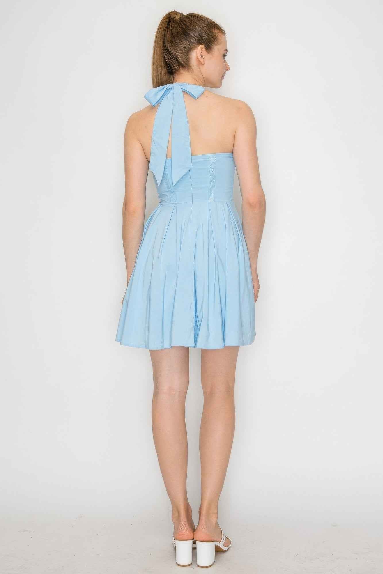 Corset Self-tie Ribbon Zippered Dress