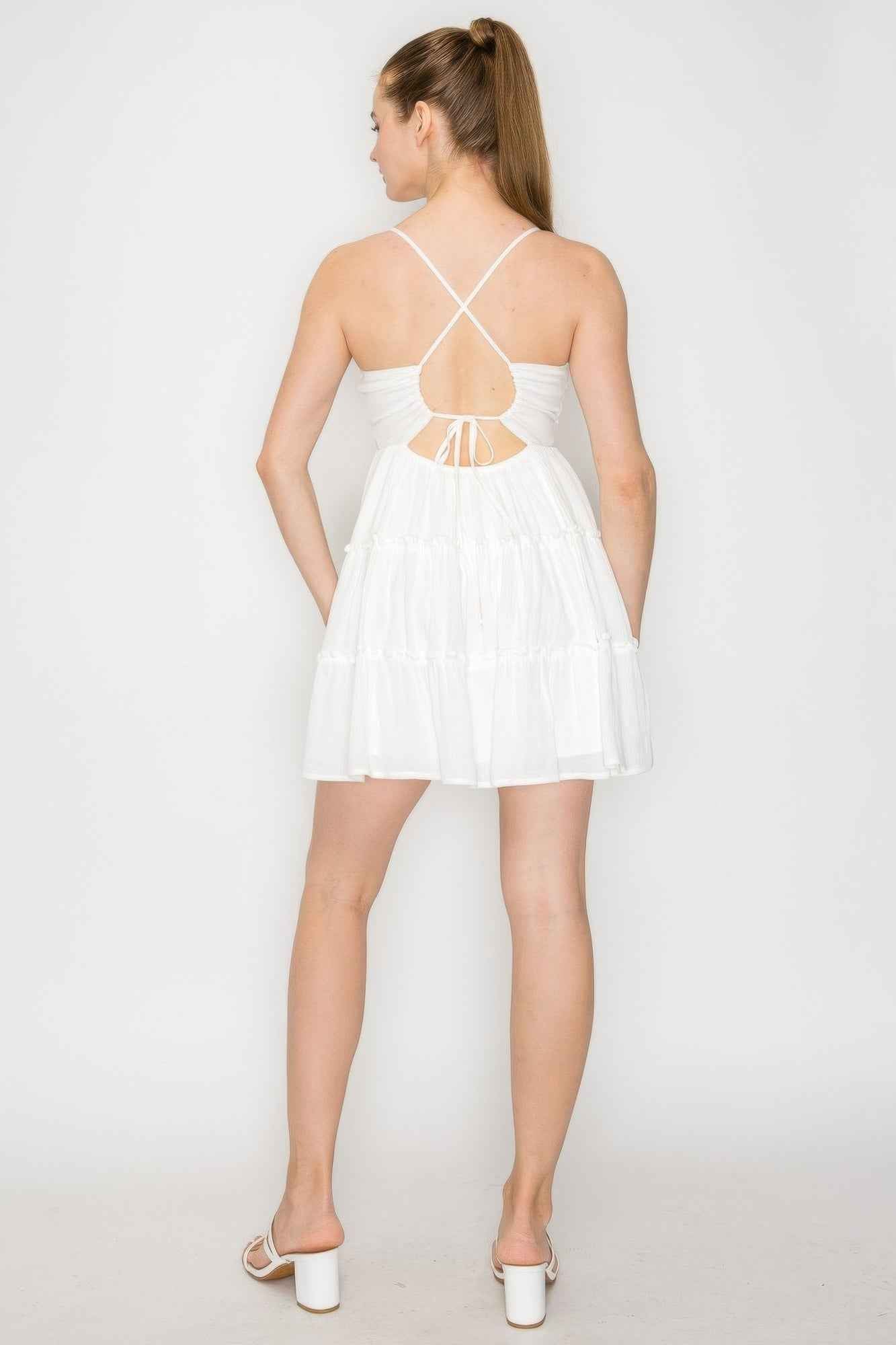 Sweetheart Back-tie Tiered Dress