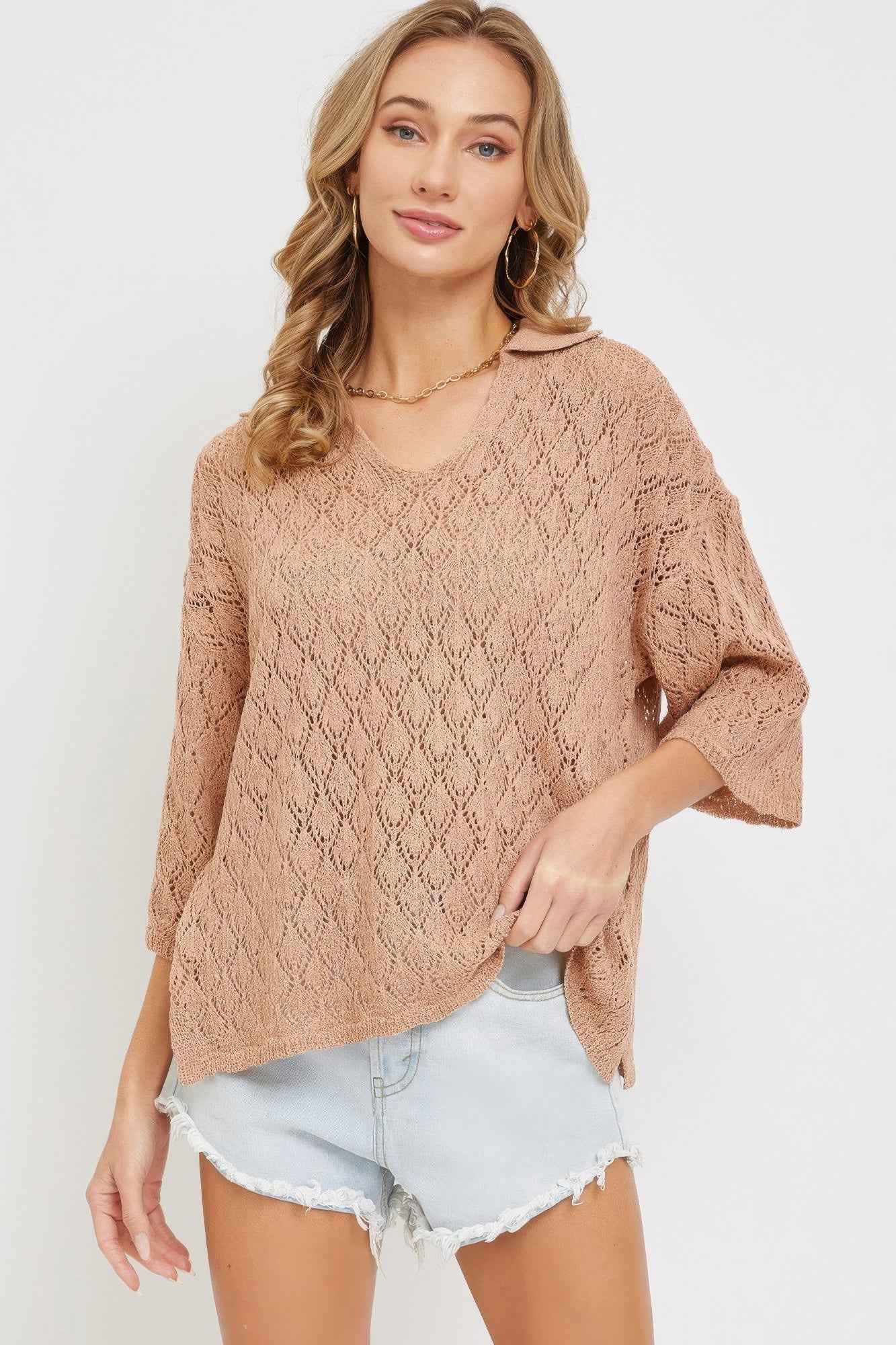 Pointelle Knit Top