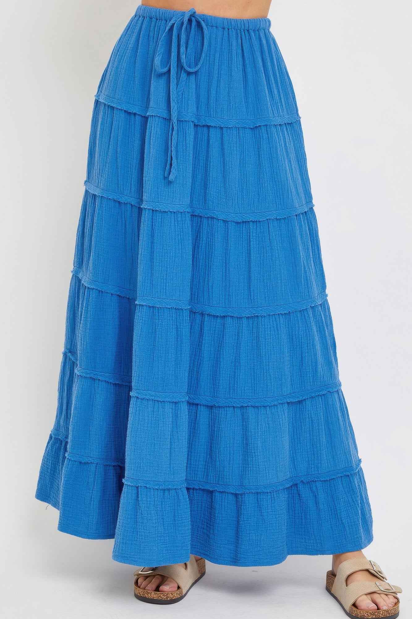 Cotton Gauze Tiered Maxi Skirt