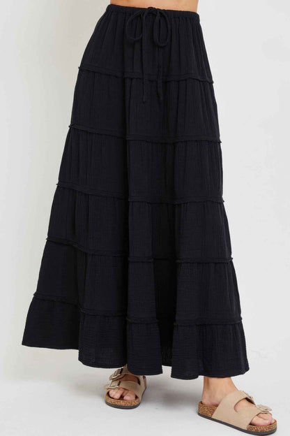 Cotton Gauze Tiered Maxi Skirt