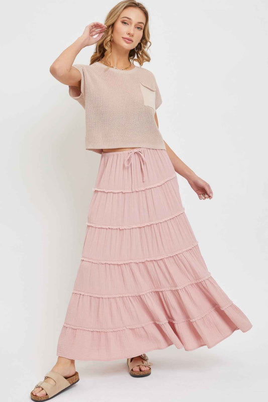 Cotton Gauze Tiered Maxi Skirt