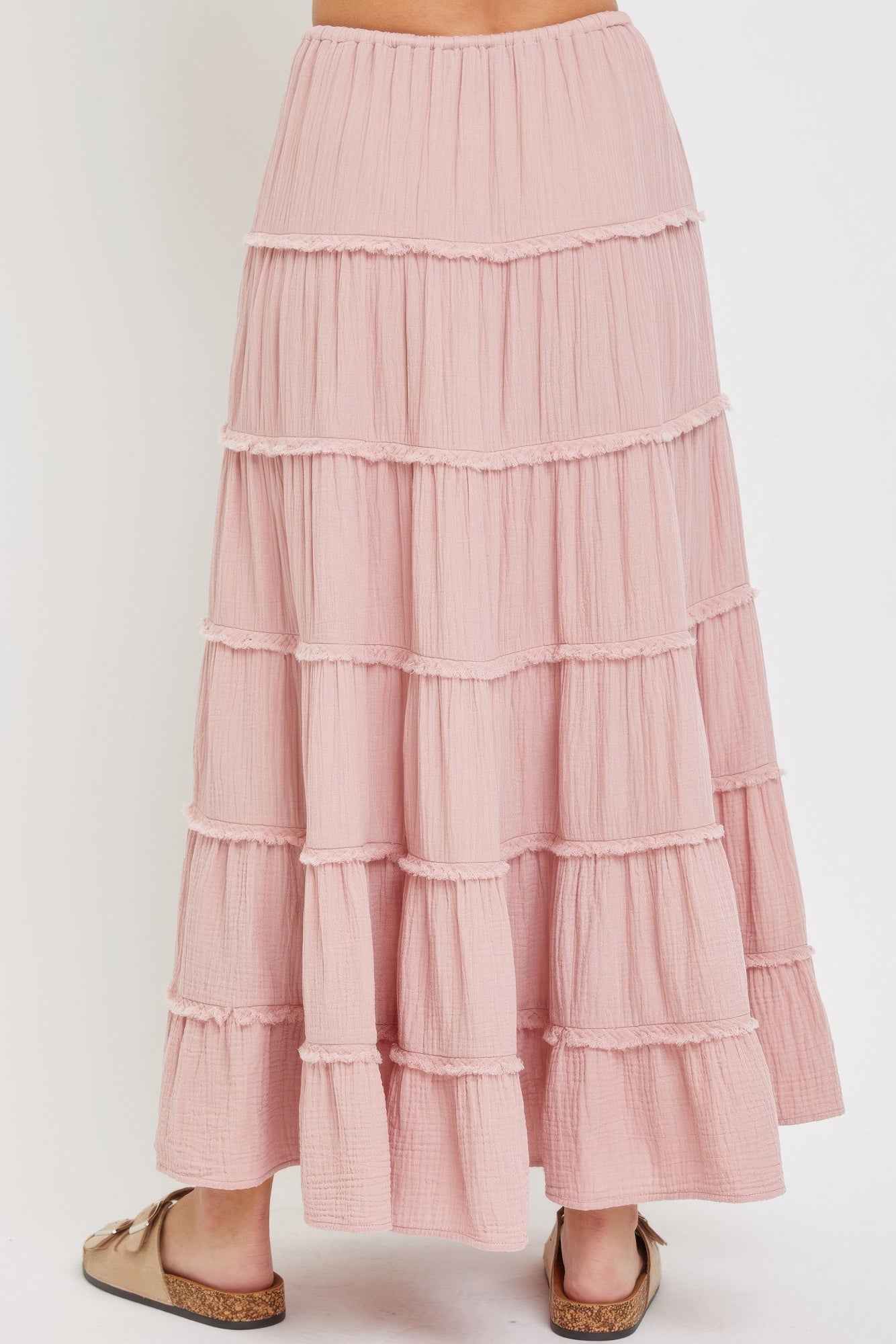 Cotton Gauze Tiered Maxi Skirt