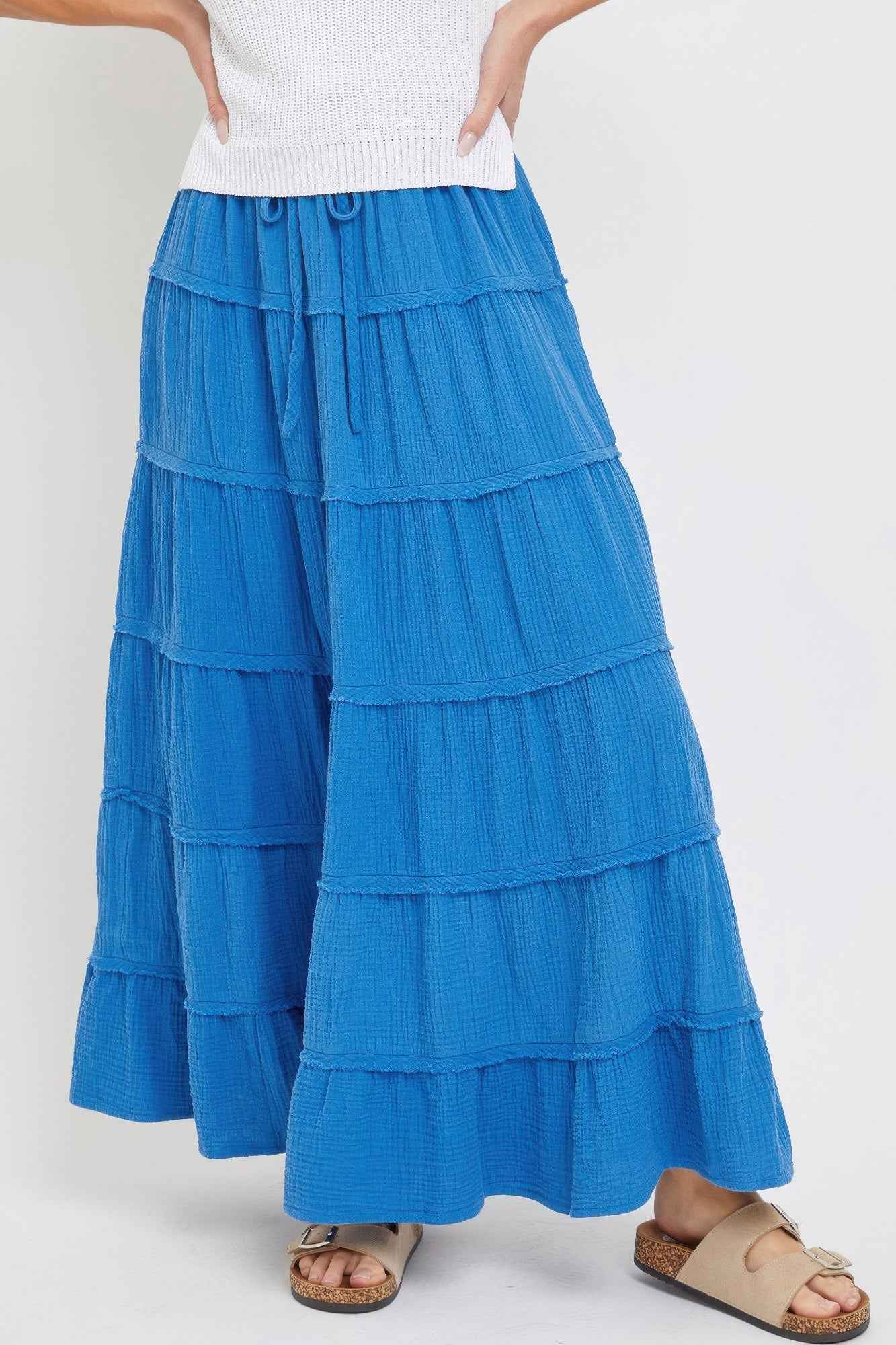 Cotton Gauze Tiered Maxi Skirt