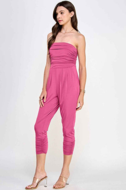 Tube Top W/shirring Jumpsuit