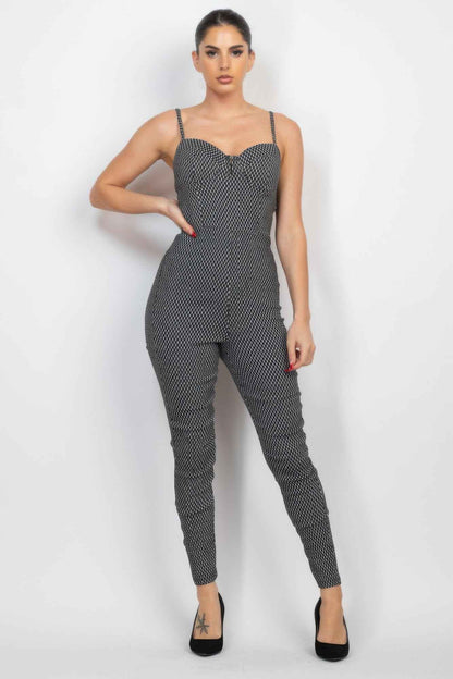 Plaid Sleeveless Zippered Jumpsuit