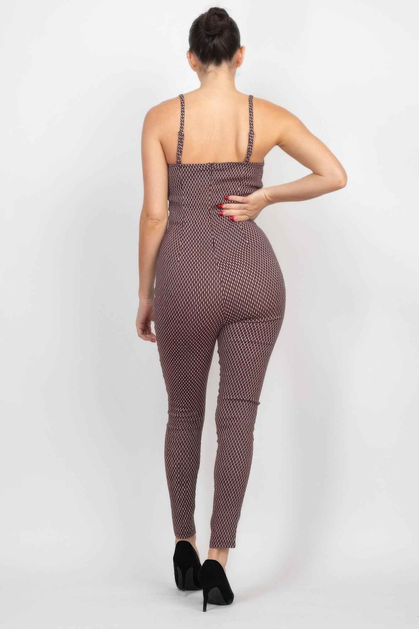 Plaid Sleeveless Zippered Jumpsuit